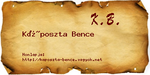 Káposzta Bence névjegykártya